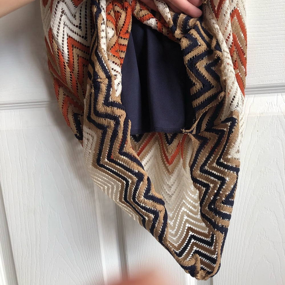 Chevron Knit Midi Dress in Navy, Cream & Rust - Picture 4 of 8